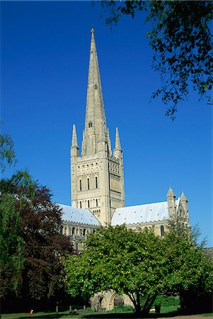 Spire cathédrale, Norwich, Norfolk, Angleterre, Royaume-Uni, Europe Photographie de stock - Rights-Managed, Code: 841-03029987