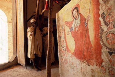 Wall painting in interior,Christian church of Narga Selassie,island of Dek,Lake Tana,Gondar region,Ethiopia,Africa Foto de stock - Con derechos protegidos, Código: 841-03034194