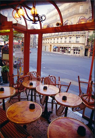 empty parisian street - Tables in a cafe,Paris,France Stock Photo - Rights-Managed, Code: 841-03035161