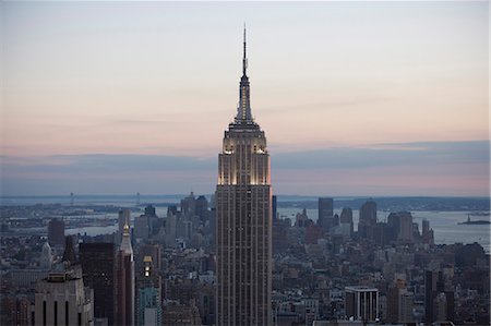 empire state building at dawn - Evening,Manhattan,New York,United States of America,North America Stock Photo - Rights-Managed, Code: 841-03035411