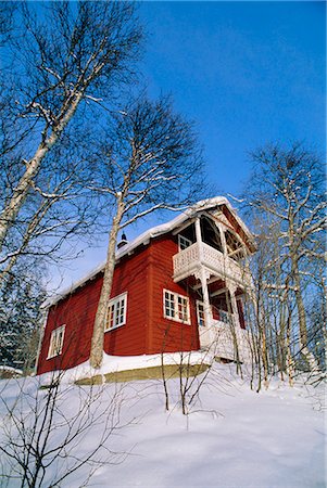 simsearch:841-03035647,k - Red house near Evje,Norway Foto de stock - Con derechos protegidos, Código: 841-03035645