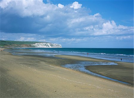 Beach view to Culver Cliff, Sandown, Isle of Wight, England, United Kingdom, Europe Foto de stock - Con derechos protegidos, Código: 841-03030084