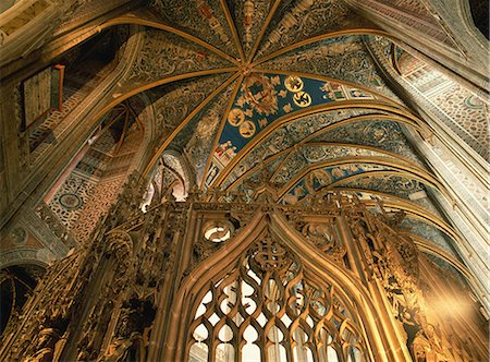 Close-up of the ceiling in the interior of the cathedral at Albi, Midi-Pyrenees, France, Europe Foto de stock - Con derechos protegidos, Código: 841-03030119