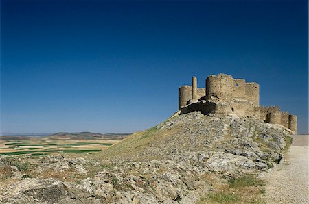 Blick auf Schloss, Consuegra, Toledo, Kastilien-La Mancha, Spanien, Europa Stockbilder - Lizenzpflichtiges, Bildnummer: 841-03030155