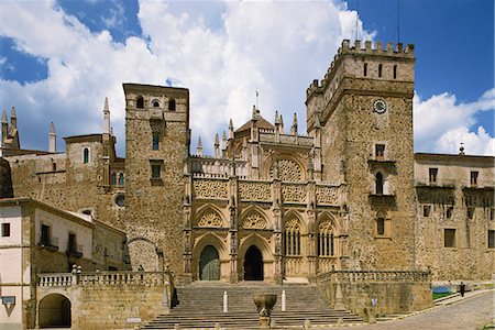 The facade of the Royal Monastery of Santa Maria de Guadalupe, UNESCO World Heritage Site, Caceres area, Extremadura, Spain, Europe Stock Photo - Rights-Managed, Code: 841-03030168