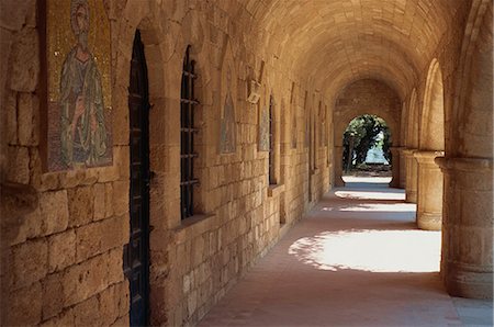 simsearch:841-03029251,k - Cloisters in the Christian Monastery of Pileramos and Temple of Athena, at Ialyssos on the island of Rhodes, Dodecanese, Greek Islands, Greece, Europe Stock Photo - Rights-Managed, Code: 841-03030578