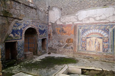 The House of Neptune and Amphitrite, at Herculaneum, a large Roman town destroyed in 79AD by a volcanic eruption from Mount Vesuvius, UNESCO World Heritage Site, near Naples, Campania, Italy, Europe Stock Photo - Rights-Managed, Code: 841-03030735