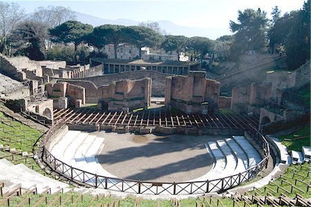 Amphitheatre in the ruins of Pompeii, a large Roman town destroyed in 79AD by a volcanic eruption from Mount Vesuvius, UNESCO World Heritage Site, near Naples, Campania, Italy, Europe Stock Photo - Rights-Managed, Code: 841-03030756