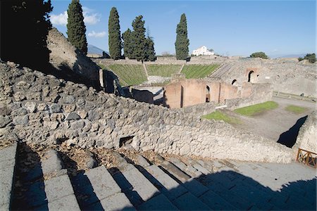pompeii - Amphitheatre in the ruins of Pompeii, a large Roman town destroyed in 79AD by a volcanic eruption from Mount Vesuvius, UNESCO World Heritage Site, near Naples, Campania, Italy, Europe Stock Photo - Rights-Managed, Code: 841-03030757