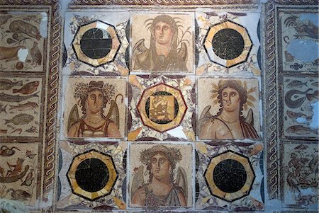 roman mosaics in north africa - Mosaic from one of the Roman sites in Libya, Jamahiriya Museum, Tripoli, Libya, North Africa, Africa Stock Photo - Rights-Managed, Code: 841-03030990