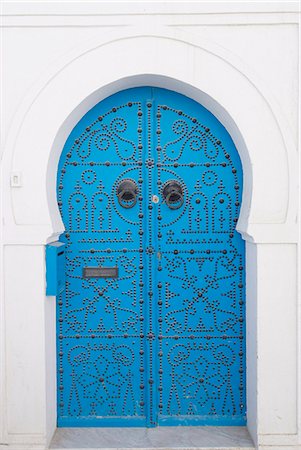 sidi bou said - Door, Sidi Bou Said, near Tunis, Tunisia, North Africa, Africa Foto de stock - Con derechos protegidos, Código: 841-03031126