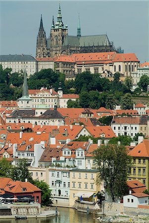 View from Charles Bridge overlooking Mala Strana, Prague, UNESCO World Heritage Site, Czech Republic, Europe Foto de stock - Con derechos protegidos, Código: 841-03031386