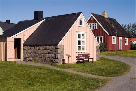 simsearch:841-02946336,k - Arbaejarsafn Open Air Museum of traditional housing throughout Iceland, Ellidaar Valley, Reykjavik, Iceland, Polar Regions Stock Photo - Rights-Managed, Code: 841-03031473