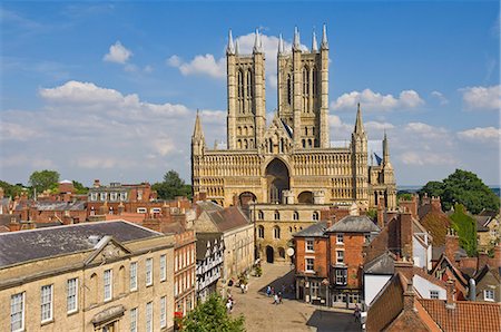 West front of Lincoln Cathedral and Exchequer Gate, Lincoln, Lincolnshire, England, United Kingdom, Europe Stock Photo - Rights-Managed, Code: 841-03032447