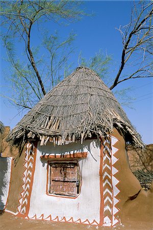 exterior house pictures in india - Decorated house in a village near Jodhpur, Rajasthan state, India, Asia Stock Photo - Rights-Managed, Code: 841-03032789