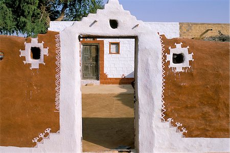 Decorated walls in a village near Barmer, Rajasthan state, India, Asia Stock Photo - Rights-Managed, Code: 841-03032795