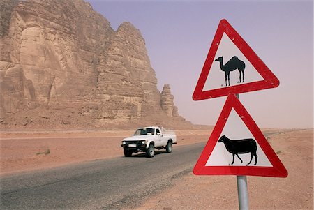 Road signs, Wadi Rum, Jordan, Middle East Stock Photo - Rights-Managed, Code: 841-03033093