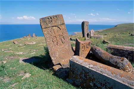 Christian tombes, Salohiyakk, lac Sevan en Arménie, Asie centrale, Asie Photographie de stock - Rights-Managed, Code: 841-03033117