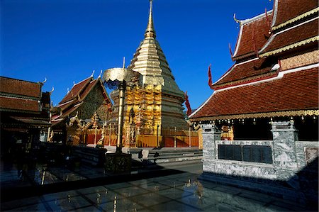 Wat Phra That Doi Suthep, near Chiang Mai, Thailand, Southeast Asia, Asia Stock Photo - Rights-Managed, Code: 841-03033170