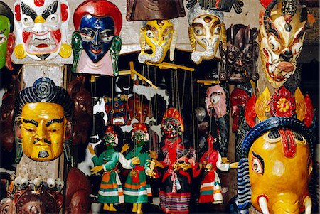 Wooden masks and puppets, Bhaktapur, Nepal Foto de stock - Con derechos protegidos, Código: 841-03033487