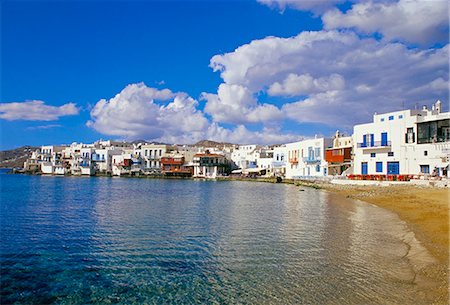 Kleine Venedig Quartal und Hafen, Mykonos, Cyclades Inseln, Griechenland, Mittelmeer, Europa Stockbilder - Lizenzpflichtiges, Bildnummer: 841-03033514