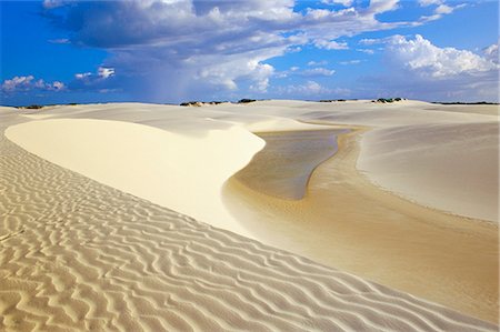 Sandy dunes near Lagoa Bonita (Beautiful lagoon) at Parque Nacional dos Lencois Maranhenses, Brazil, South America Stock Photo - Rights-Managed, Code: 841-03033731