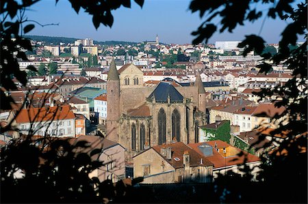 epinal - View from castle garden of the Saint Maurice basilica in town of Epinal, Vosges, Lorraine, France, Europe Stock Photo - Rights-Managed, Code: 841-03033918