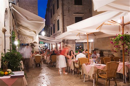 Outdoor dining in the evening, Dubrovnik, UNESCO World Heritage Site, Dalmatia, Croatia, Europe Stock Photo - Rights-Managed, Code: 841-03054852