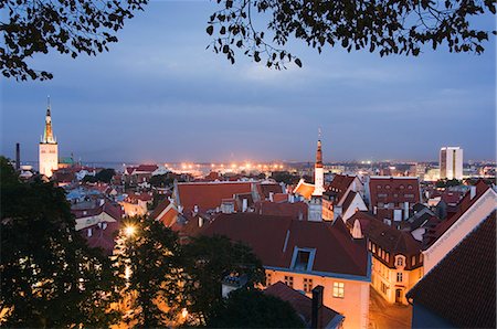 estonia - Skyline of Old Town including St. Olav church, UNESCO World Heritage Site, Tallinn, Estonia, Baltic States, Europe Stock Photo - Rights-Managed, Code: 841-03054980