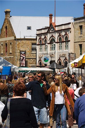 Visiteurs au marché de Salamanca Street, Hobart, Tasmanie, Australie, Pacifique Photographie de stock - Rights-Managed, Code: 841-03055049