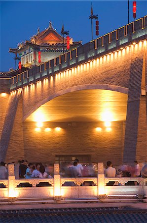 The City Wall and fortified watch tower built during the first reign of Hongwu the first emperor of the Ming dynasty, Xian City, Shaanxi Province, China, Asia Stock Photo - Rights-Managed, Code: 841-03055435