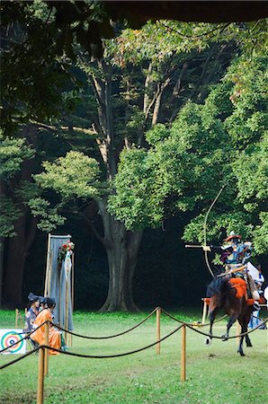 Horse Back Archery Competition (Yabusame), Harajuku District, Tokyo, Honshu Island, Japan, Asia Stock Photo - Rights-Managed, Code: 841-03055609