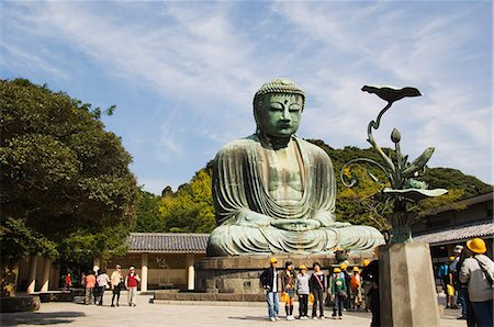 Daibutsu, Big Buddha, construit en pesage 121 tonnes de 1252, Kamakura City, préfecture de Kanagawa, île de Honshu, Japon, Asie Photographie de stock - Rights-Managed, Code: 841-03055626