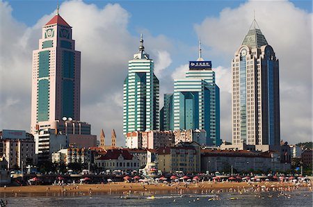 simsearch:841-02709848,k - Modern skyscrapers in the seaside beach resort and host of the sailing events of the 2008 Olympic Games, Qingdao, Shandong Province, China, Asia Stock Photo - Rights-Managed, Code: 841-03055661