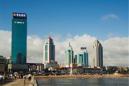 simsearch:841-02709848,k - Modern skyscrapers in the seaside beach resort and host of the sailing events of the 2008 Olympic Games, Qingdao, Shandong Province, China, Asia Stock Photo - Rights-Managed, Code: 841-03055662
