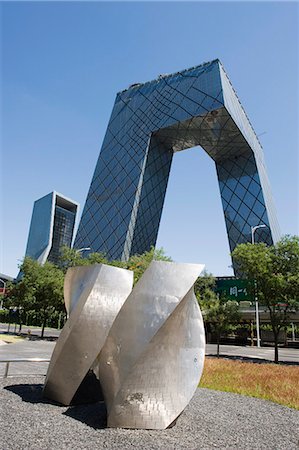 New CCTV Central Chinese Television building designed by Rem Koolhass of the Office for Metropolitan Architecture (OMA) in Guomao CBD, Beijing, China, Asia Stock Photo - Rights-Managed, Code: 841-03056134