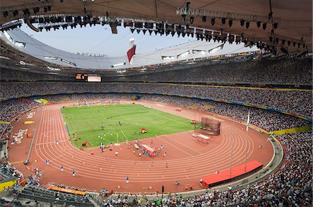 Inside The Birds Nest National Stadium, designed by Herzog and de Meuren, during the 2008 Olympic Games, Beijing, China, Asia Stock Photo - Rights-Managed, Code: 841-03056149