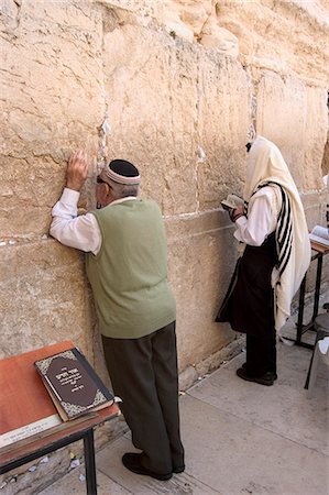 Praying at the Western (Wailing) Wall, Old Walled City, Jerusalem, Israel, Middle East Stock Photo - Rights-Managed, Code: 841-03056351