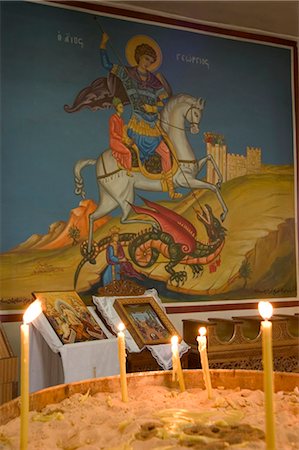 st george - Wall painting, St. George's Church, Madaba, Jordan, Middle East Foto de stock - Con derechos protegidos, Código: 841-03056412