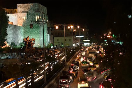 damascus - Car lights, walled city by night, Damascus, Syria, Middle East Stock Photo - Rights-Managed, Code: 841-03056567