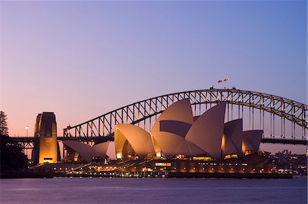 sydney night lights - Opera House and Harbour Bridge, Sydney, New South Wales, Australia, Pacific Stock Photo - Rights-Managed, Code: 841-03058017