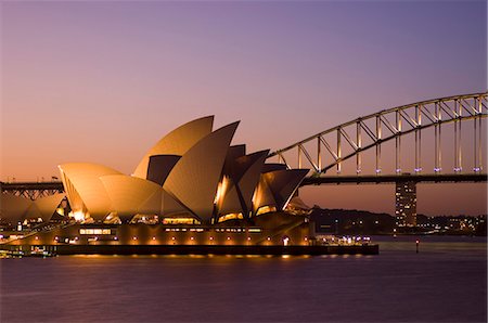 sydney night lights - Opera House and Harbour Bridge, Sydney, New South Wales, Australia, Pacific Stock Photo - Rights-Managed, Code: 841-03058019