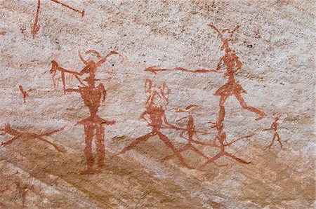 Prehistoric rock paintings, Akakus, Sahara desert, Fezzan, Libya, North Africa, Africa Stock Photo - Rights-Managed, Code: 841-03058539