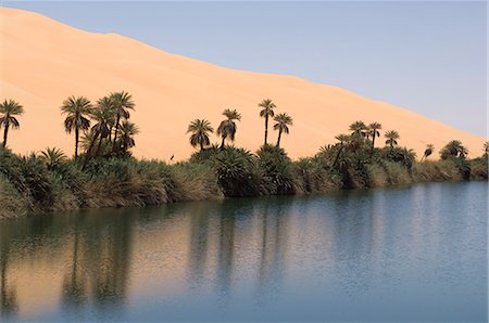 desert lake - Umm El Ma lake, Erg Awbari, Sahara desert, Fezzan, Libya, North Africa, Africa Stock Photo - Rights-Managed, Code: 841-03058575