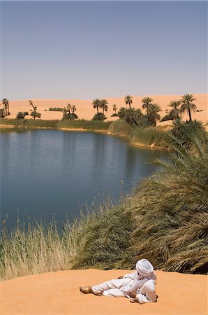 desert lake - Umm El Ma lake, Erg Awbari, Sahara desert, Fezzan, Libya, North Africa, Africa Stock Photo - Rights-Managed, Code: 841-03058586