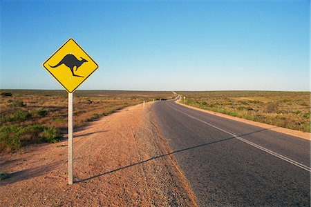 road sign animals - Road to Monkey Mia, Shark Bay, Western Australia, Australia, Pacific Stock Photo - Rights-Managed, Code: 841-03058676