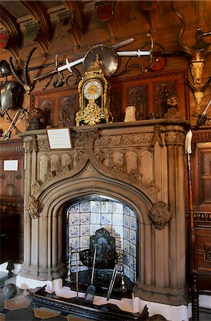 Fireplace in the entrance hall, in the house built to Sir Walter Scott's plan and where the writer lived from 1812 until his death 20 years later, Abbotsford House, near Melrose, Scottish Borders, Scotland, United Kingdom, Europe Stock Photo - Rights-Managed, Code: 841-03064037