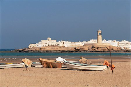 Beach and town, Sur, Oman, Middle East Foto de stock - Con derechos protegidos, Código: 841-03064514