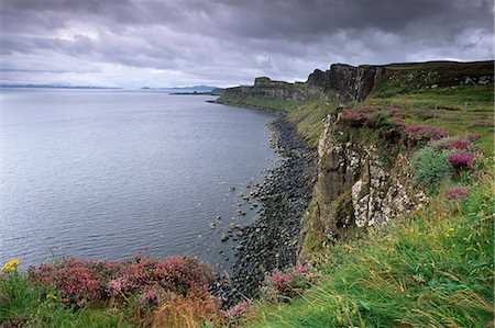 Basaltic cliffs dominating Raasay Sound, east coast of Skye, Trotternish, Isle of Skye, Inner Hebrides, Scotland, United Kingdom, Europe Stock Photo - Rights-Managed, Code: 841-03064690