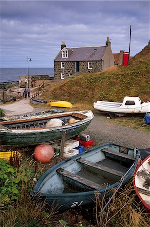 fishing boats scotland - Crovie, tiny fishing village, north coast, Aberdeenshire, Scotland, United Kingdom, Europe Stock Photo - Rights-Managed, Code: 841-03064775